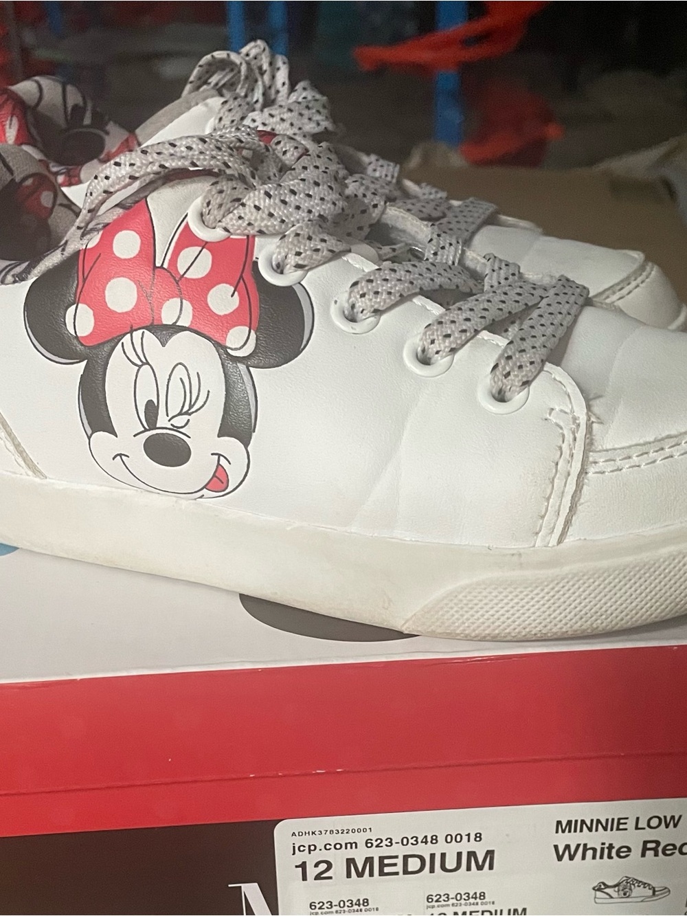 Kids Minnie Character Sneakers in White and Red